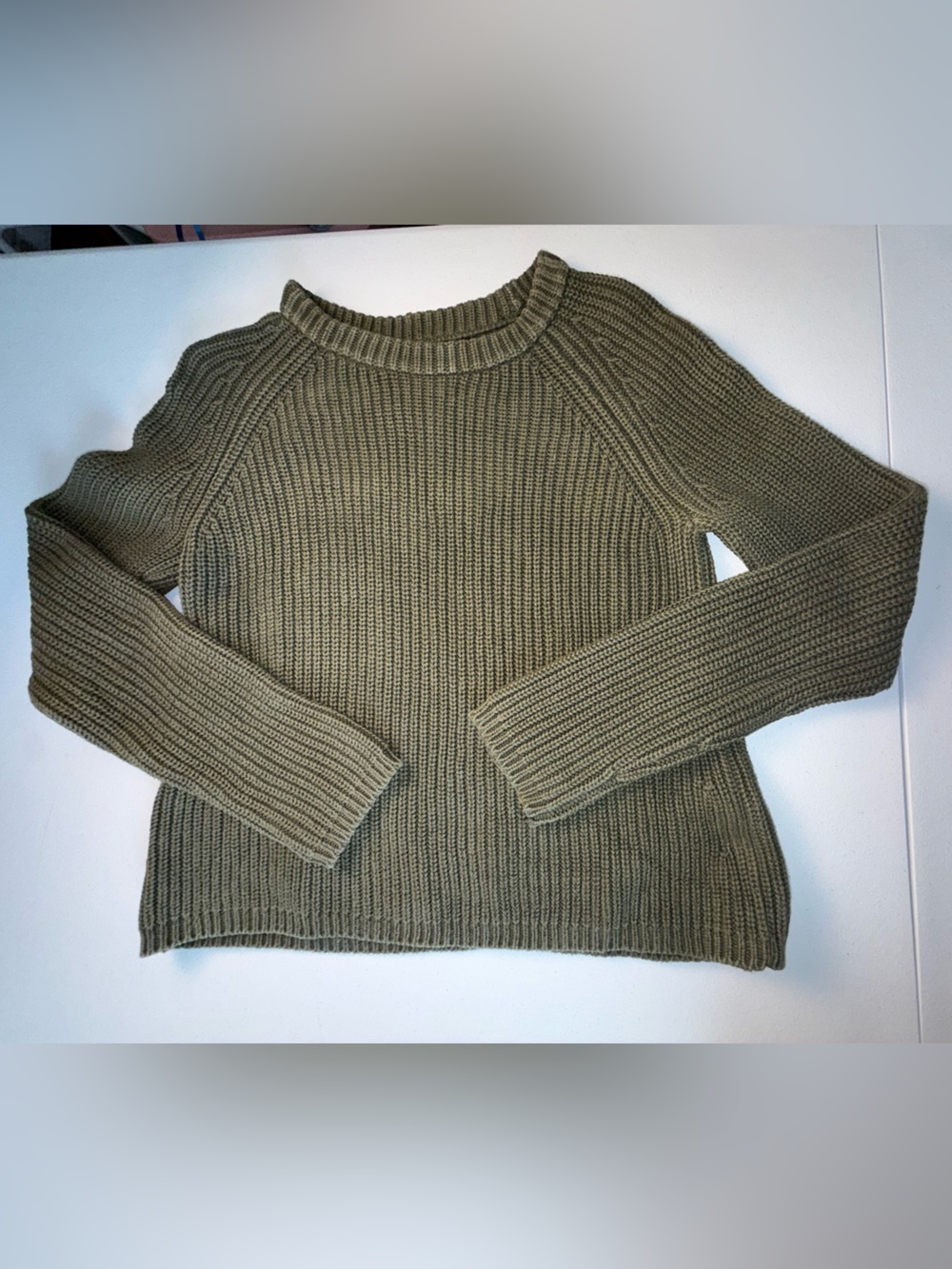Quince 100% Organic Cotton Chunky Knit Sweater Small Olive Green Granola Girl - Picture 5 of 10